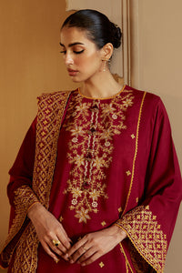 CROSS STITCH - 3PC DHANAK EMBROIDERED SHIRT WITH DHANAK EMBROIDERED SHAWL AND TROUSER -