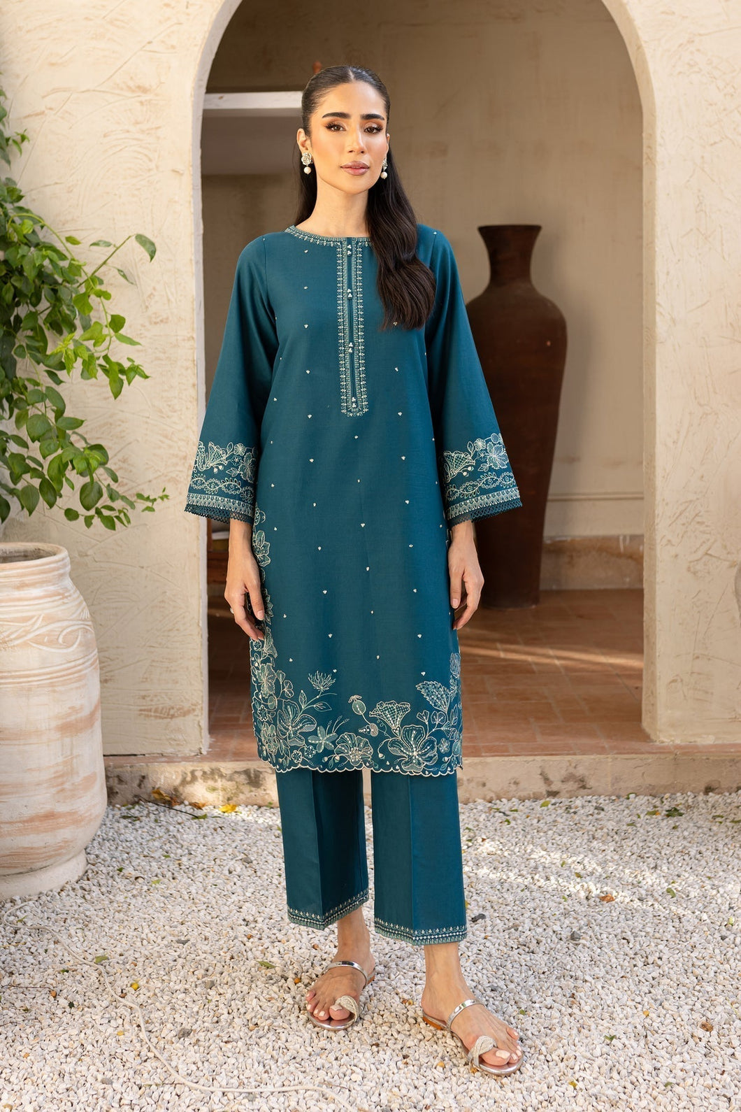 BATIK - 2PC DHANAK EMBROIDERED SHIRT AND TROUSER - HZG2019