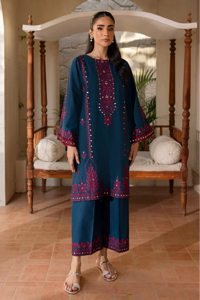 BATIK - 2PC DHANAK EMBROIDERED SHIRT AND EMBROIDERED TROUSER - HZG2033