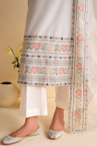 CROSS STITCH - 3PC DHANAK EMBROIDERED SHIRT WITH ORGANZA EMBROIDERED DUPATTA AND TROUSER -