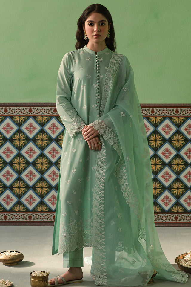 CROSS STITCH - 3PC LAWN EMBROIDERED SHIRT WITH ORGANZA EMBROIDERED DUPATTA AND TROUSER -