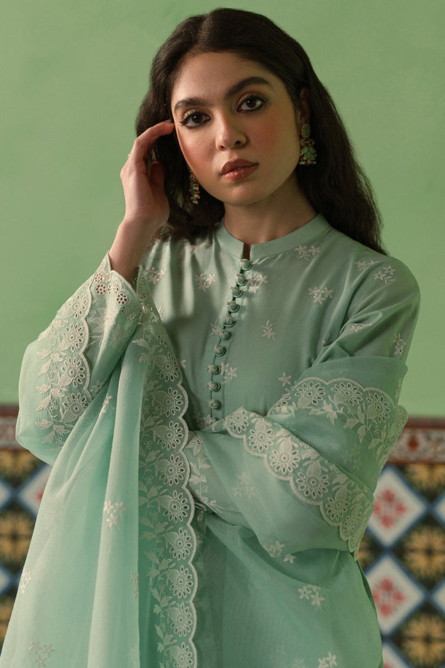 CROSS STITCH - 3PC LAWN EMBROIDERED SHIRT WITH ORGANZA EMBROIDERED DUPATTA AND TROUSER -