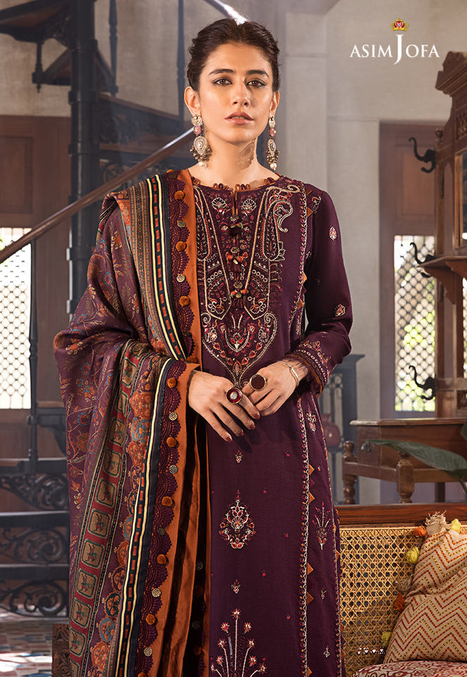 ASIM JOFA - 3PC LAWN EMBROIDERED SHIRT WITH MANAAR PRINTED DUPATTA AND TROUSER - HZG2122