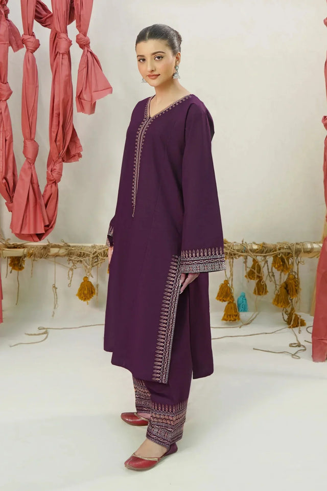 URGE - 2PC DHANAK EMBROIDERED SHIRT AND EMBROIDERED TROUSER - HZG2031