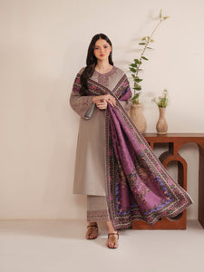 GARNET - 3PC LAWN EMBROIDERED SHIRT WITH MANAAR PRINTED DUPATTA AND TROUSER - HZG2119