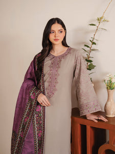 GARNET - 3PC LAWN EMBROIDERED SHIRT WITH MANAAR PRINTED DUPATTA AND TROUSER - HZG2119