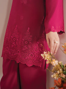 GARNET - 3PC LAWN EMBROIDERED SHIRT WITH MANAAR PRINTED DUPATTA AND TROUSER - HZG2130