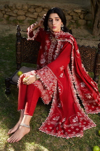 ZAHA - 3PC DHANAK EMBROIDERED SHIRT WITH DHANAK EMBROIDERED SHAWL AND TROUSER - HZG2029