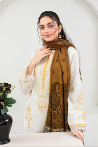 URGE - 3PC KHADDAR EMBROIDERED SHIRT WITH PASHMINA SELF JACQUARD SHAWL AND TROUSER - HZG2030