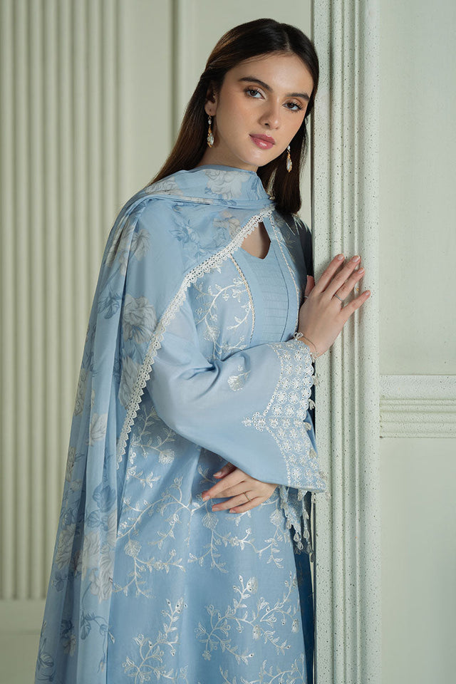 CROSS STITCH - 3PC LAWN EMBROIDERED SHIRT WITH CHIFFON PRINTED DUPATTA AND TROUSER