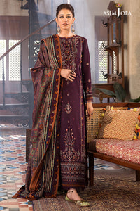 ASIM JOFA - 3PC LAWN EMBROIDERED SHIRT WITH MANAAR PRINTED DUPATTA AND TROUSER - HZG2122