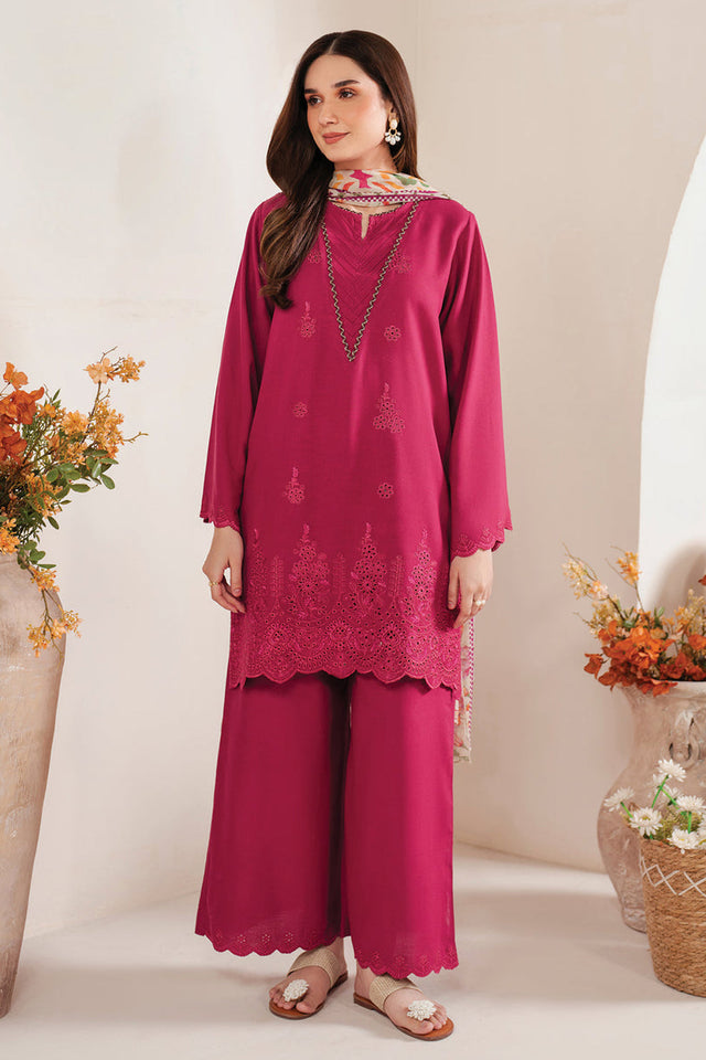 GARNET - 3PC LAWN EMBROIDERED SHIRT WITH MANAAR PRINTED DUPATTA AND TROUSER - HZG2130