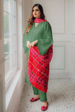 MARIA B - 3PC LAWN CHIKANKAARI EMBROIDERED SHIRT WITH CHUNRI PRINTED DUPATTA AND TROUSER - HZG2125