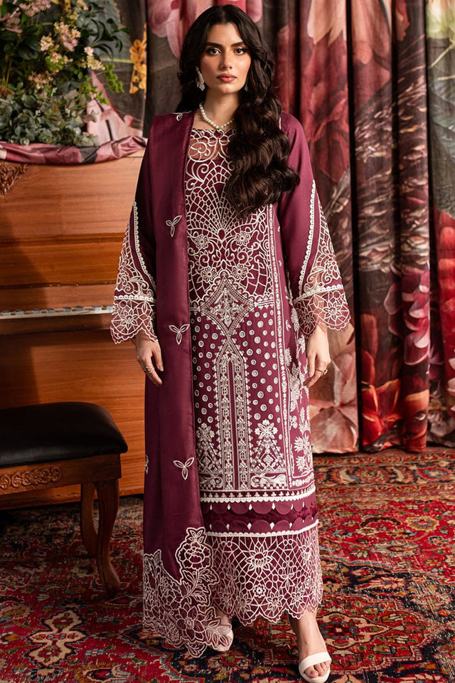 MAHNUR - 3PC LAWN CHIKANKAARI EMBROIDERED SHIRT WITH LAWN CUTWORK EMBROIDERED DUPATTA AND TROUSER - HZG2127